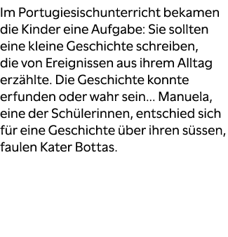 Im Portugiesischunterricht bekamen die Kinder eine Aufgabe: Sie sollten eine kleine Geschichte schreiben, die von Ere...