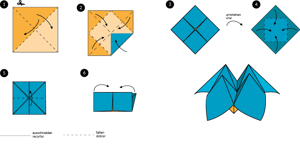 Tutorial how to make origami fortune teller. Step by step instructions. Toy from paper without scissors.