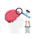 Doctor neurologist, neuroscientist, physician study brain connected to display with EEG indication. Neurology, neuroscience, electroencephalography concept.