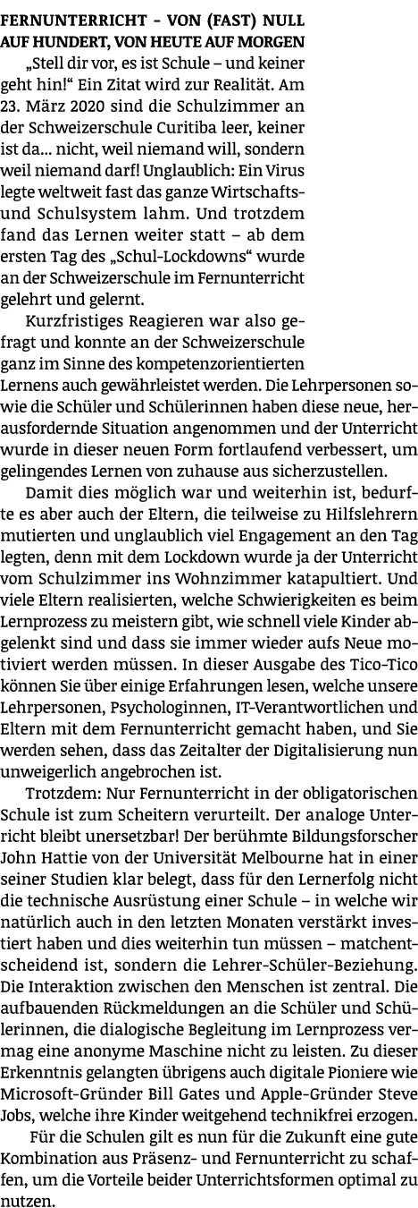Fernunterricht - Von (fast) Null auf Hundert, von heute auf morgen  Stell dir vor, es ist Schule   und keiner geht hi   