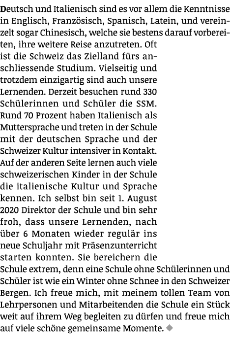 Deutsch und Italienisch sind es vor allem die Kenntnisse in Englisch, Französisch, Spanisch, Latein, und vereinzelt s   