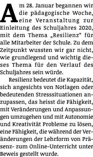 Am 28  Januar begannen wir die pädagogische Woche, eine Veranstaltung zur Einleitung des Schuljahres 2020, mit dem Th   