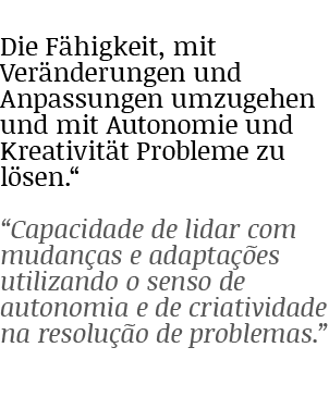 Die Fähigkeit, mit Veränderungen und Anpassungen umzugehen und mit Autonomie und Kreativität Probleme zu lösen    Cap   