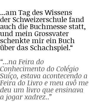    am Tag des Wissens der Schweizerschule fand auch die Buchmesse statt, und mein Grossvater schenkte mir ein Buch üb   