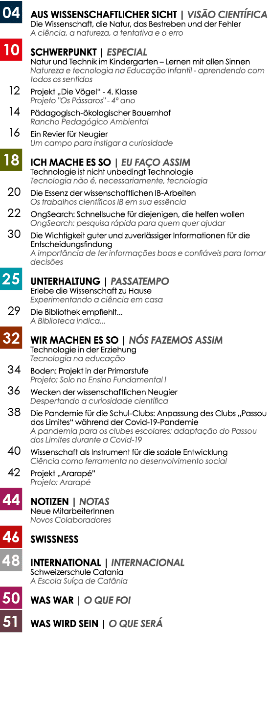  AUS WISSENSCHAFTLICHER SICHT   VISÃO CIENTÍFICA Die Wissenschaft, die Natur, das Bestreben und der Fehler A ciência,   