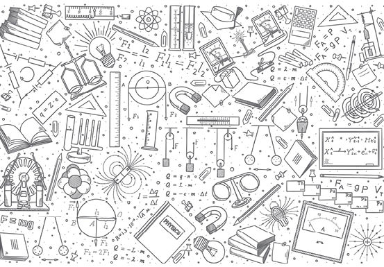 Hand drawn Physics vector doodle set background