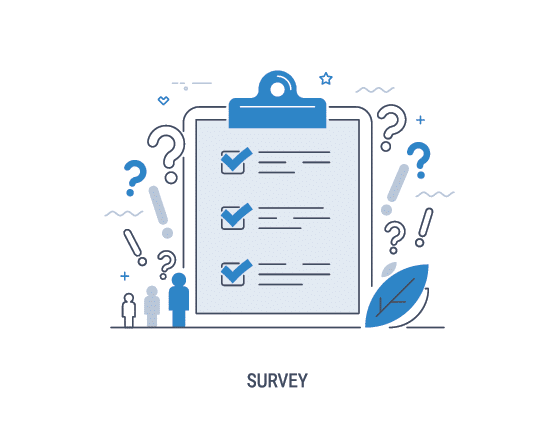 Survey  Vector illustration  Flat concept with quality test and satisfaction report  Feedback from customers or opinion form 