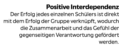 Positive Interdependenz Der Erfolg jedes einzelnen Sch lers ist direkt mit dem Erfolg der Gruppe verkn pft, wodurch d...