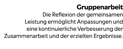 Gruppenarbeit Die Reflexion der gemeinsamen Leistung erm glicht Anpassungen und eine kontinuierliche Verbesserung der...