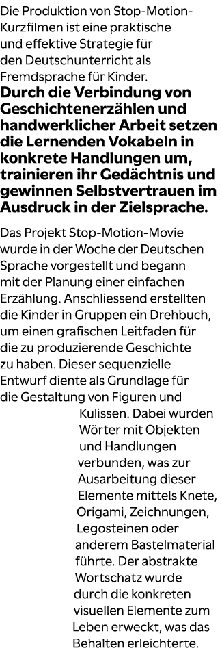 Die Produktion von Stop Motion Kurzfilmen ist eine praktische und effektive Strategie f r den Deutschunterricht als F...