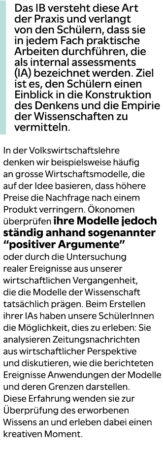 ￼Das IB versteht diese Art der Praxis und verlangt von den Sch lern, dass sie in jedem Fach praktische Arbeiten durch...