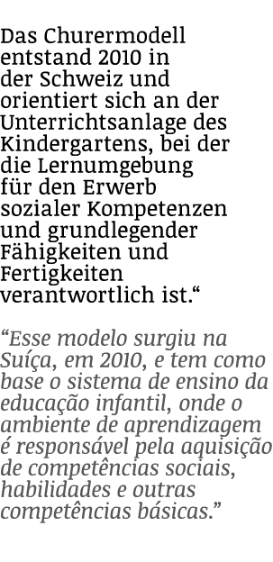 Das Churermodell entstand 2010 in der Schweiz und orientiert sich an der Unterrichtsanlage des Kindergartens, bei der...