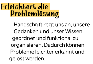 Erleichtert die Probleml sung Handschrift regt uns an, unsere Gedanken und unser Wissen geordnet und funktional zu or...
