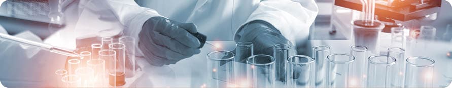 Double exposure microscope Young woman scientific using equipment in the laboratory for research.Biotechnology,development,chemical,study,vaccine,COVID-19. Photo concept experimentation and research.