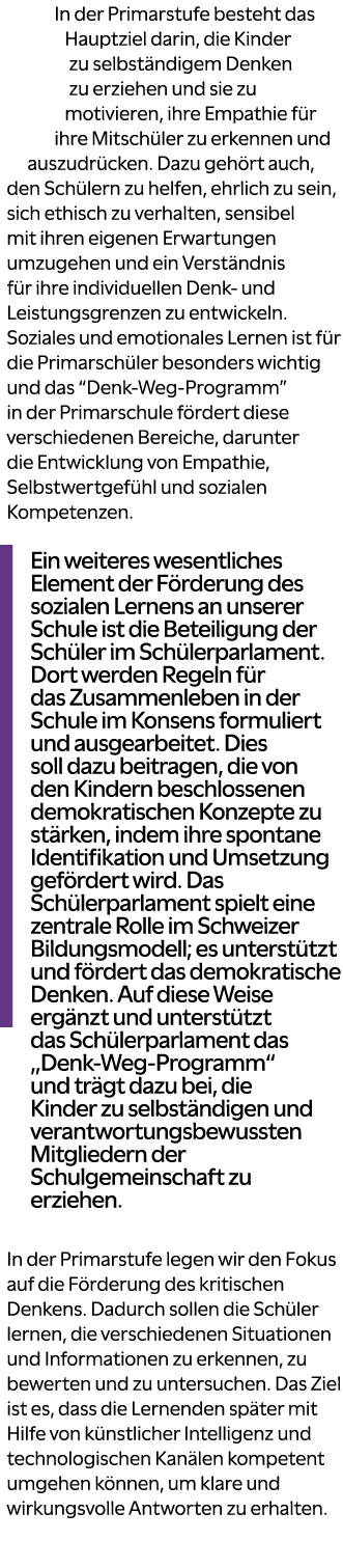 In der Primarstufe besteht das Hauptziel darin, die Kinder zu selbst ndigem Denken zu erziehen und sie zu motivieren,...