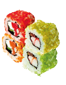 Japanese rolls isolated on white