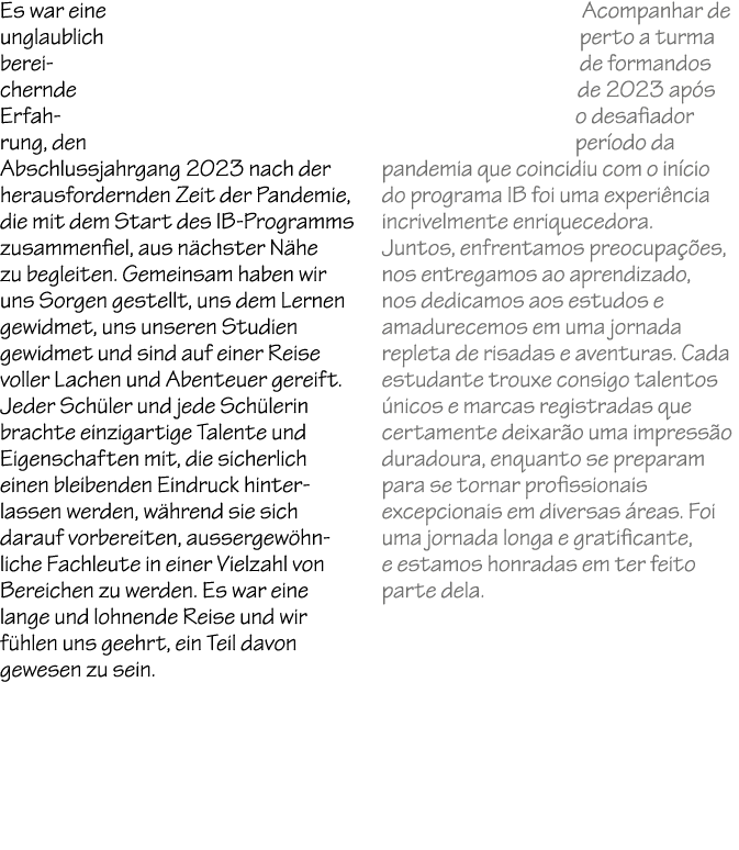 Es war eine unglaublich bereichernde Erfahrung, den Abschlussjahrgang 2023 nach der herausfordernden Zeit der Pandemi...