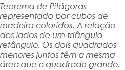Teorema de Pit goras representado por cubos de madeira coloridos. A rela o dos lados de um tri ngulo ret ngulo. Os d...